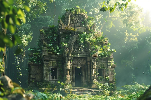 Jungle temple where adventurers of different world