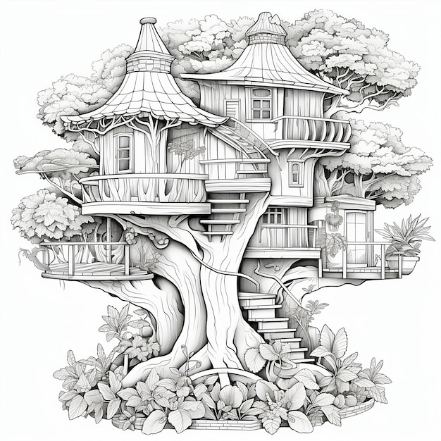 Photo a jungle tree house