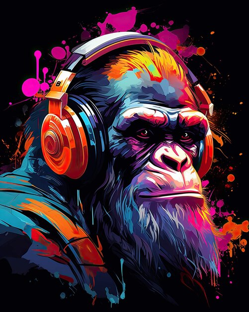 jungle verslaat de muzikale reis van een groovende gorilla Ai Generated