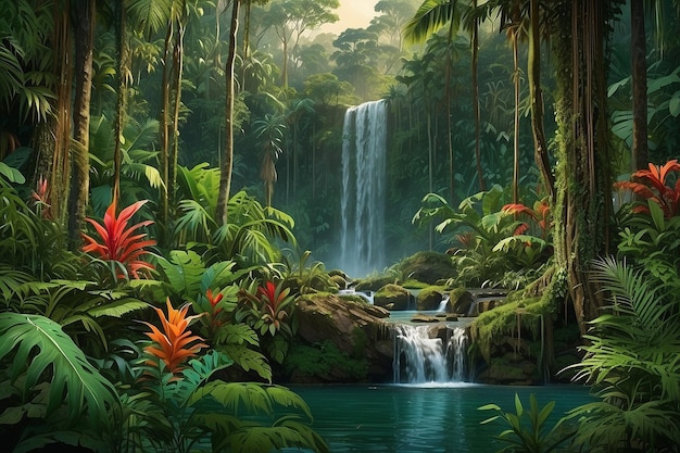 Photo jungle waterfall