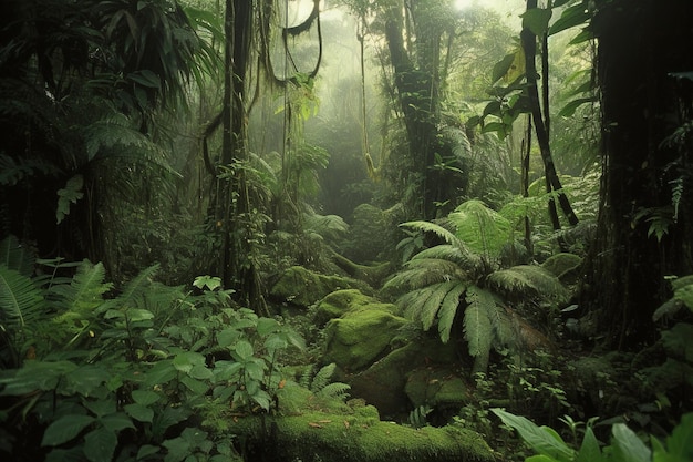 A jungle with a jungle scene