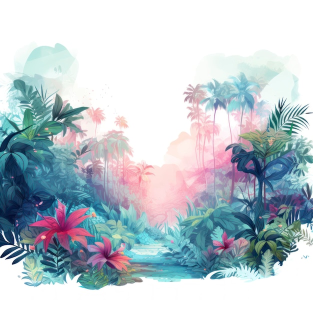 Jungles elektrische dreamscape stijl pop inspo geïsoleerd op een witte achtergrond