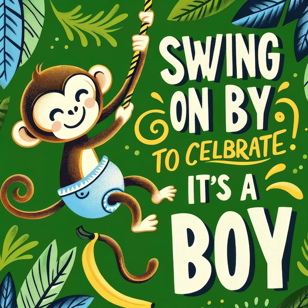 JungleThemed Baby Boy Shower Invitation