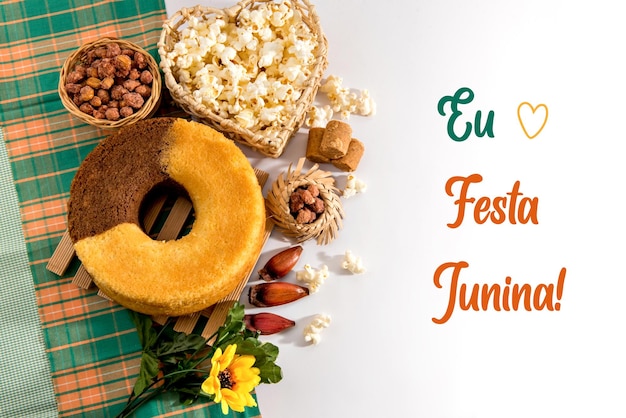 Juni feesttafel Typisch Braziliaans feest van juni Geschreven in het Portugees Ik hou van Festa JuninaxA