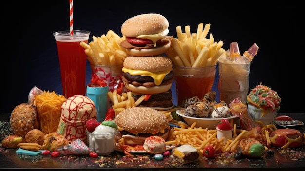 Foto junk food sfondo carta da parati ai generato