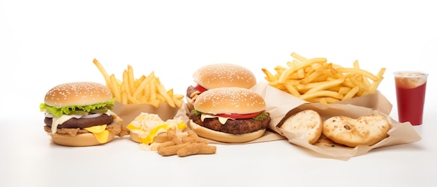 Photo junk food fast food burger french fries