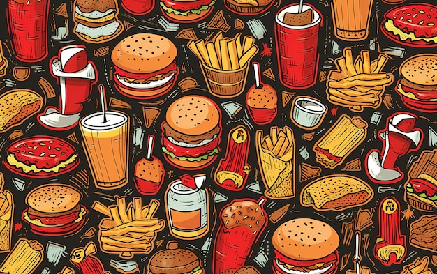 Junk food pattern illustration