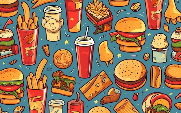 Junk food pattern illustration