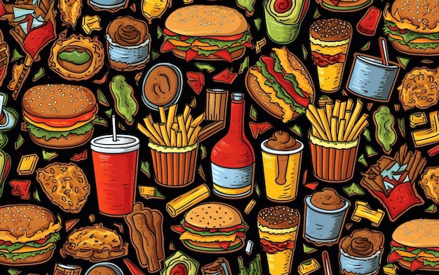 Junk food pattern illustration