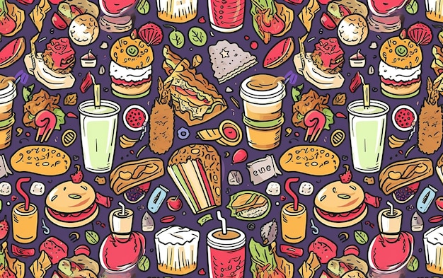 Junk food pattern illustration