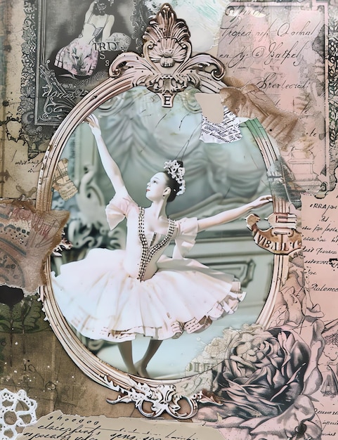 Junk journal paper Ballet Mirror Vintage style printable junk journal page