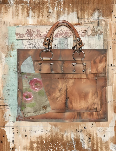 Junk journal paper Handbag Vintage style printable junk journal page