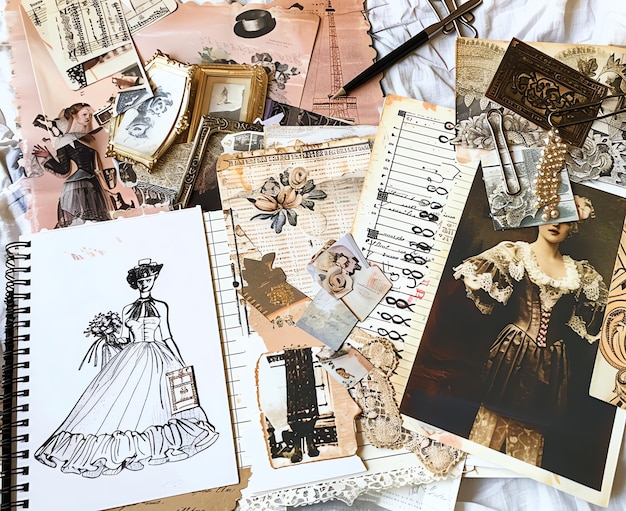 Junk journal papier Fashion inspiratie Vintage stijl drukbare junk journal dubbele