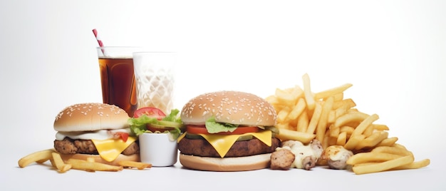 Junkfood fastfood hamburger frietjes