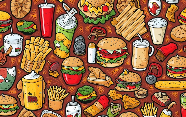 Junkfood patroon illustratie