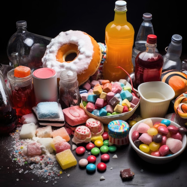 Junkfood-suiker en levensmiddelenadditieven