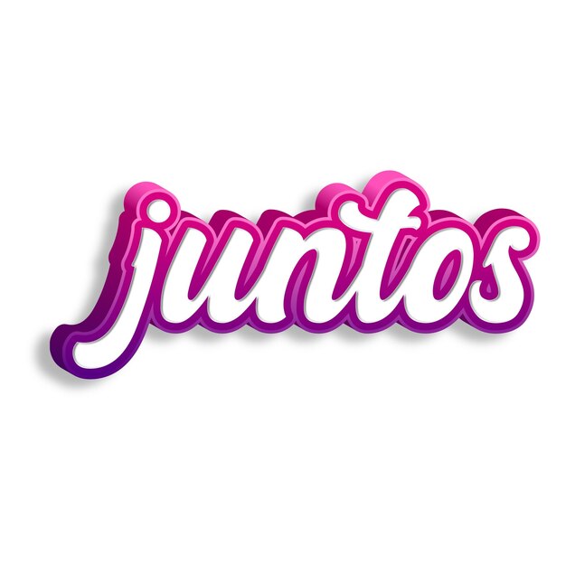 Juntos typografie 3D-ontwerp geel roze witte achtergrondfoto jpg