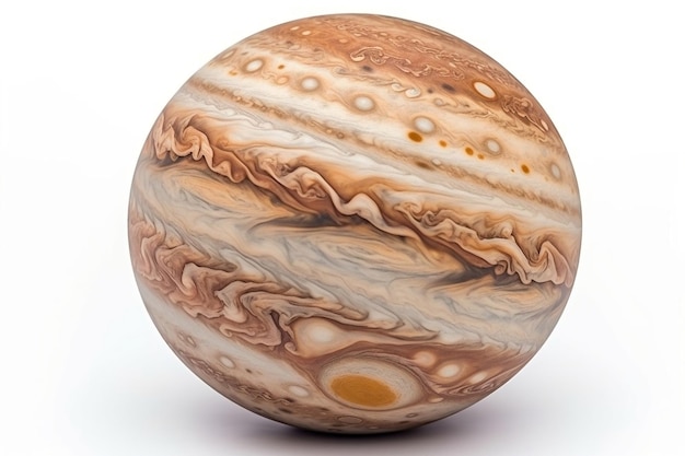 Планета Юпитер изолирована на белом фоне Генеративный ИИ