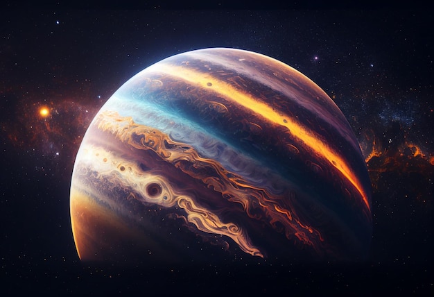 Jupiter in sky at night background asset game 2D futuristic generative ai