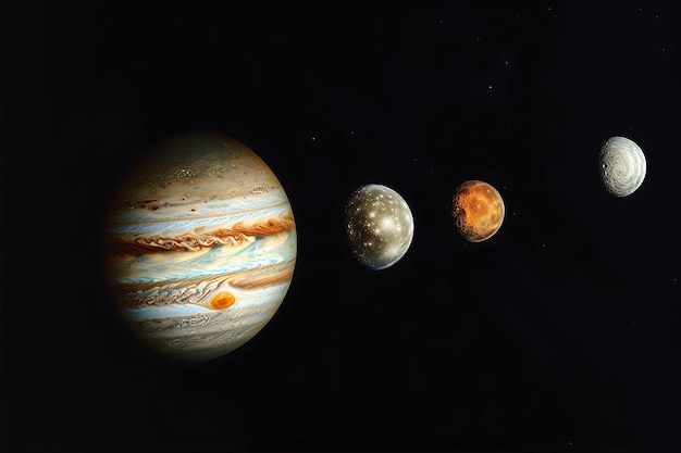 Photo jupiters four largest moons discovered by galileo