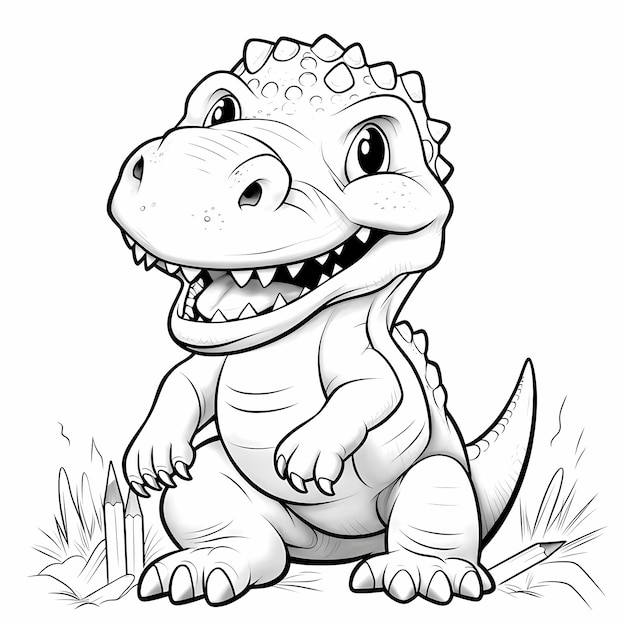 Jurassic Wonder Happy Dinosaur Coloring Book with Black and White