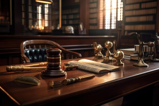 Foto juridisch onderzoek naar het concept van houten rechters en hamers in sociaal-administratieve rechtbanken van gelijkheid en rechtvaardigheidxaxa