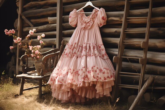 Foto jurk roze vintage cottagecore