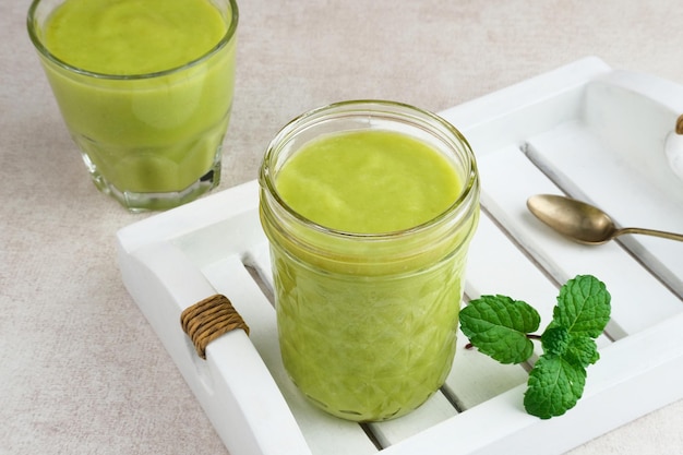 Jus Alpukat or Avocado Juice Healthy concepts drinks Selected focus