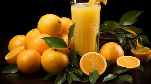 Jus d'orange en sinaasappelen plonsen op witte achtergrond