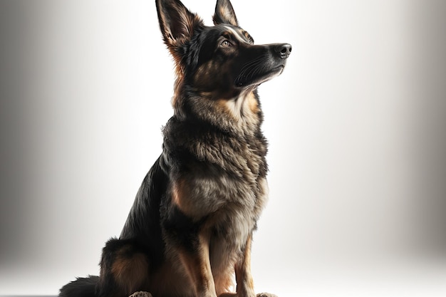 Just one dog British shepherd Posing against a white background is a domestic animal and a human buddy