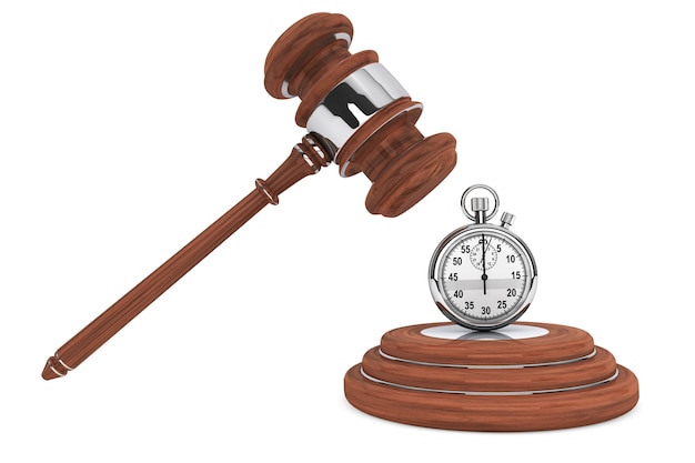 Justice Gavel with StopWatch on a white background