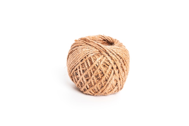 Jute rope isolated on a white background. Hemp rope. High quality photo