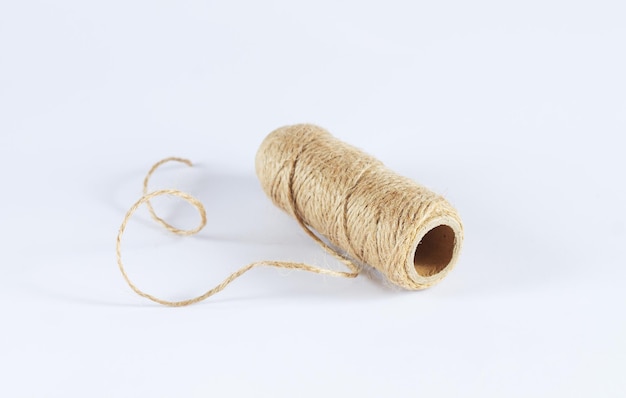 Jute twine rope skein isolated on white background