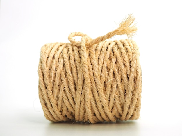 Jute twine skeins isolated on white Side view