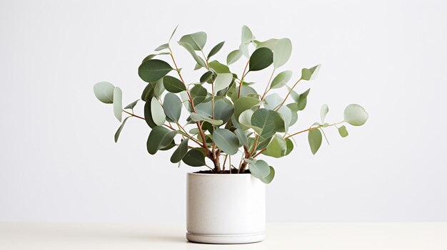 Photo juvenile eucalyptus in clump of airy potting mix distinctive scent imagined on a white background