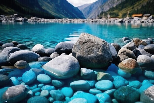 Juwelen van sereniteit Boeiend uitzicht op turquoise wateren Prachtige stenen en majestueuze heuvels