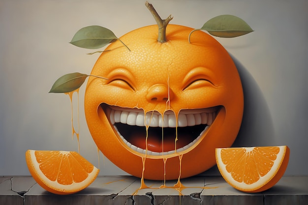 Juxtaposed Whimsy 'Smile' on Cracked Orange