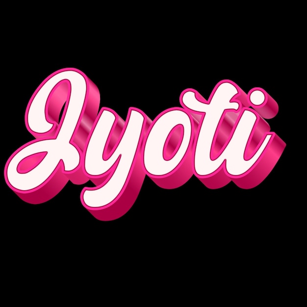 Jyoti Typography 3D Design Pink Black White Background Photo JPG