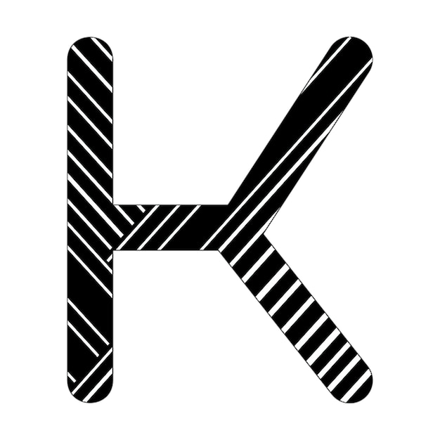 k icon black white diagonal lines