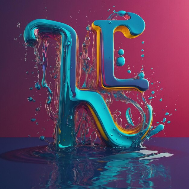 Foto k l lettera 3d carattere liquido