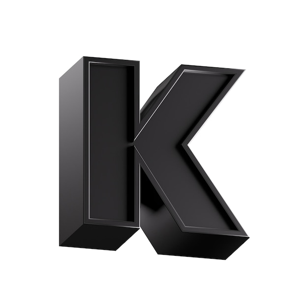 k letter 3d rendered black character