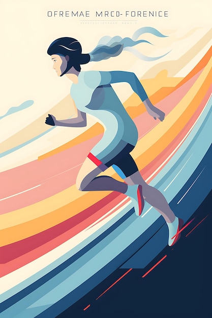 Photo k1 1500 meter race speed and endurance pastel color scheme with flat 2d sport art poster