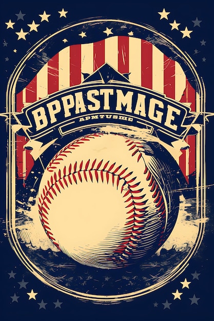 Photo k1 baseball americas pastime classic color scheme with vintage flat 2d sport art poster