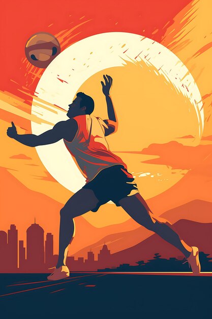 Foto k1 discus throw precision and technique warm toned color scheme flat 2d sport art poster
