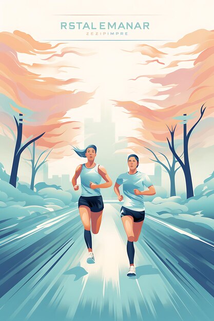 K1 Half Marathon Endurance and Achievement Subtle Pastel Color Flat 2D Sport Art Poster