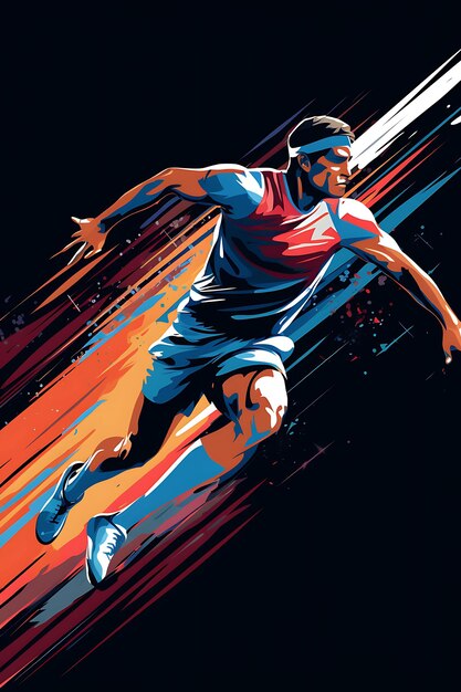 Photo k1 javelin throw speed and accuracy cool and metallic color sch flat 2d sport art poster