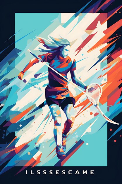 K1 Lacrosse Speed and Agility Vibrant and Energetic Color Schem Flat 2D Sport Art Poster