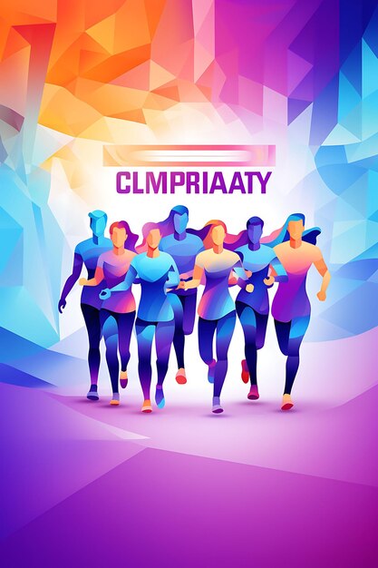 Photo k1 team relay marathon unity and collaboration harmonious color flat 2d sport art poster