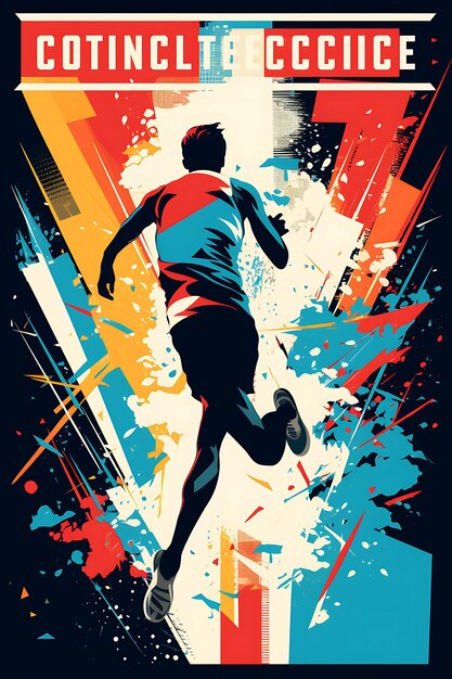 Foto k1 track and field athletic excellence bold e contrastante col flat 2d sport art poster