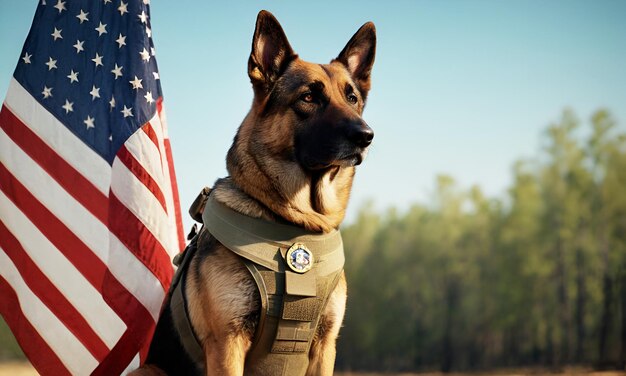 K9 Veterans day USA national flag